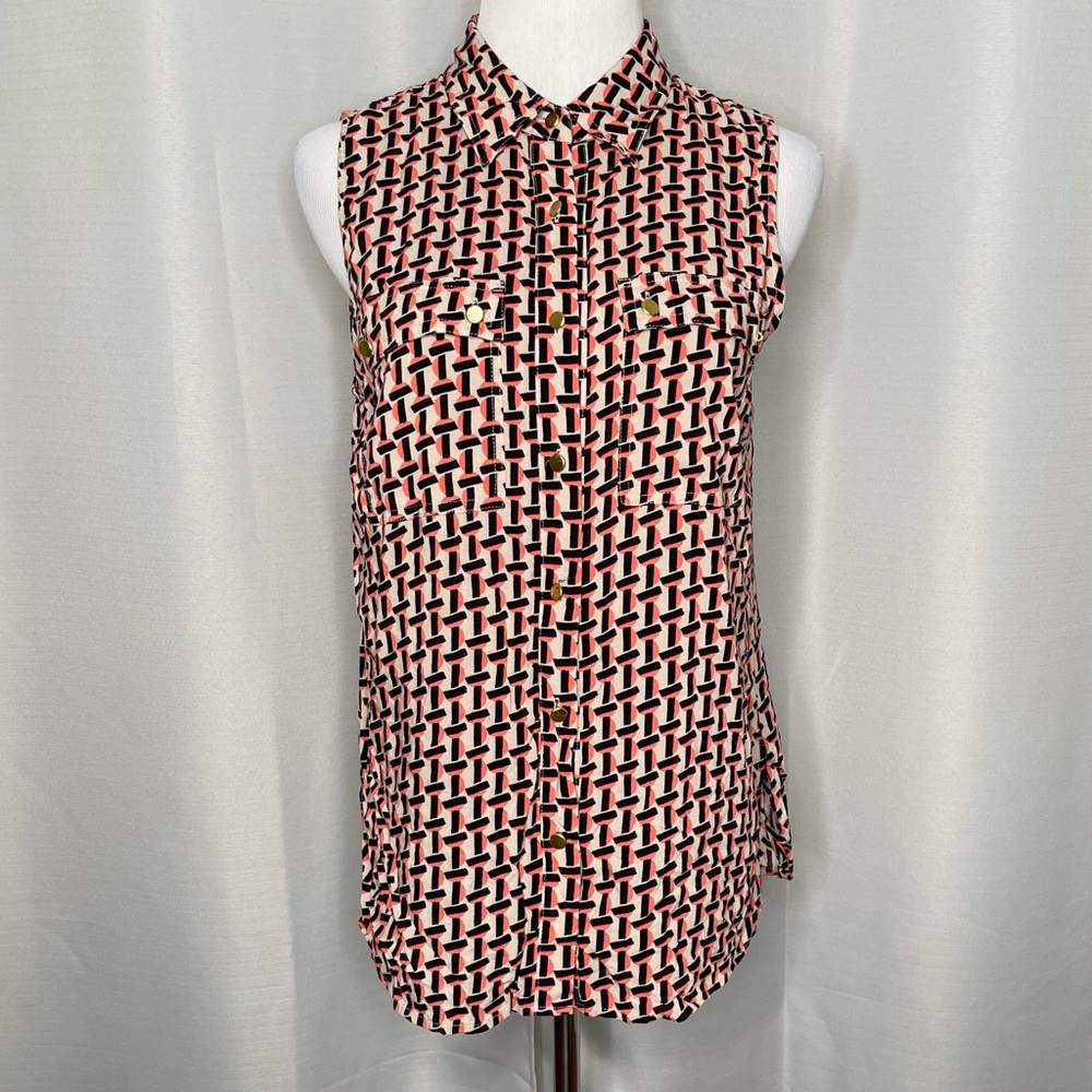 Vintage Carole Little geo print top